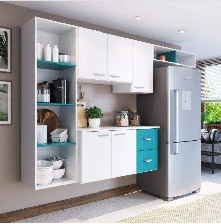 Cozinha Compacta 4 Peças 5 Portas Anabela Yescasa Branco/Azul