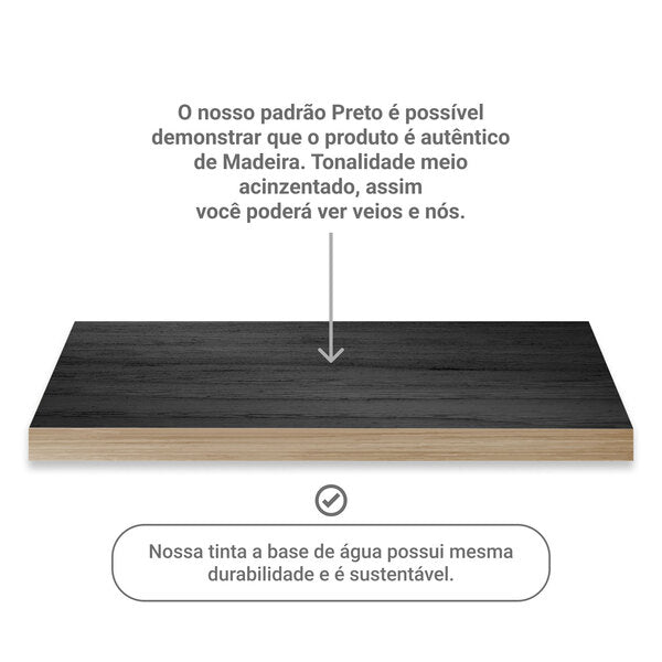 Mesa Escrivaninha Preto Retro Escritório Madeira Milano 4 Gavetas 1 Nicho
